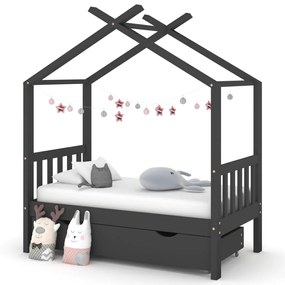 Giroletto Per Bambini Con Cassetto İn Legno Di Pino 70x140cm /