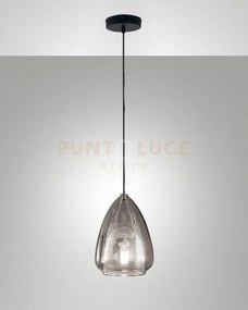 Britton lampadario a sospensione in vetro fume'  d.22cm 1 luce atta...