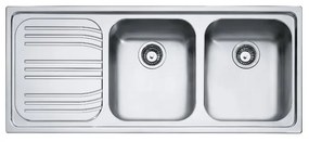 Lavello 2 vasche con gocciolatoio a sinistra FRANKE Radar RRX 621 inox L 50 x L 116 cm argento