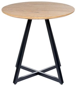 Tavolino legno chiaro e nero ø 50 cm ATOKA Beliani