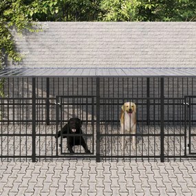 Gabbia Per Cani Da Esterno Con Tetto İn Acciaio 11,26 M² /
