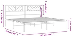 Giroletto con Testiera in Metallo Nero 183x213 cm