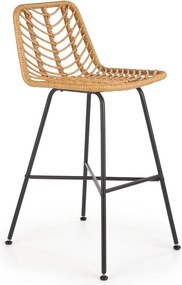 Sgabello da bar H-97 in rattan sintetico intrecciato