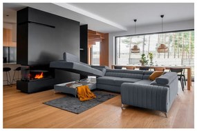 Divano angolare blu allungabile/con contenitore (con penisola a sinistra/a U) Louis – ELTAP