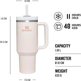 Borraccia termica grigio chiaro in acciaio inox 1,18 l Quencher H2.0 FlowState Tumbler Ash – Stanley
