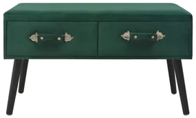 Panca con cassetti 80 cm verde in velluto