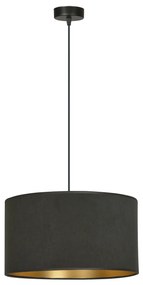 Sospensione 1 Luce Ganesha In Acciaio Nero E Paralume In Tessuto Nero