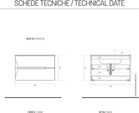 Mobile bagno con 2 cassetti HAITI 80 cm Larice Bianco