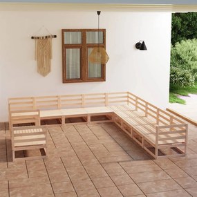 Set Divani da Giardino 11 pz in Legno Massello di Pino