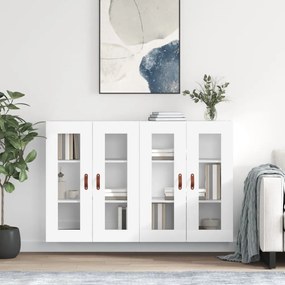 Armadietti A Parete 2 Pz Bianchi İn Legno Multistrato /