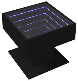 Tavolino salotto con led nero 50x50x45 cm legno multistrato