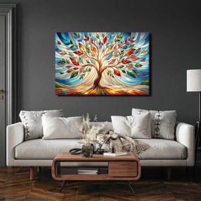 Quadro su tela – Albero della vita in vetrata colorata