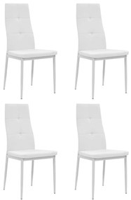 Sedie Da Pranzo 4 Pz Bianche İn Similpelle /