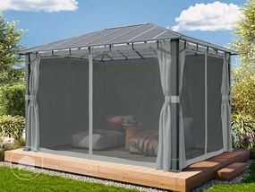 TOOLPORT Gazebo da giardino 3x4m, Hardtop, 4 teli laterali, mid grey - (300675)