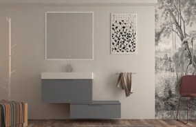 Mobile da bagno sospeso sotto lavabo L 90 x H 43 x P 44 cm grigio laccato opaco, 2 cassetti BADEN HAUS Modula
