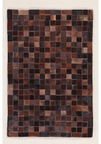 Tappeto Leath patchwork in cuoio marrone, L 230 x L 160 cm