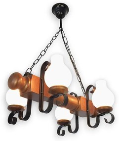 Brilagi - Lampadario a sospensione con catena RUSTIC 4xE14/40W/230V faggio/noce