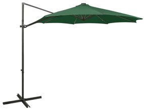 Ombrellone A Sbalzo Con Palo E Luci A Led Verde 300 Cm /