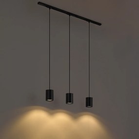Sistema di illuminazione a binario moderno con 3 luci a sospensione nero 1 fase - Iconic Holt