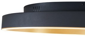 Plafoniera di design nera con oro 60 cm con LED con interruttore a 3 vie - Ingo