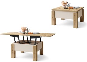 OSLO Rovere Artisan/Beige (Champagne) - TAVOLINO TRASFORMABILE SALVASPAZIO ALZABILE E ALLUNGABILE TAVOLO