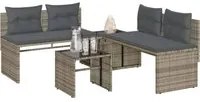 Set Divani da Giardino 4 pz con Cuscini in Polyrattan Grigio 4003880