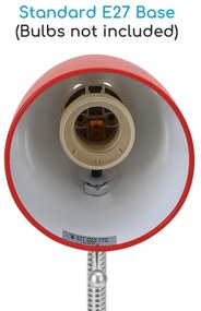 Aigostar - Lampada da tavolo con morsetto 1xE27/11W/230V rosso/cromo