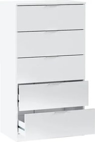 Cassettiera Moderna 5 Cassetti 60x40x110 Bianco Opaco Basic Line