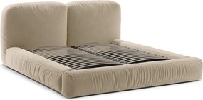 Letto matrimoniale imbottito beige con contenitore con rete inclusa 160x200 cm Martina – Micadoni