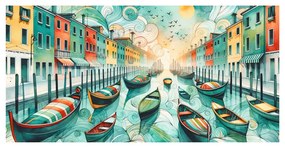 Quadro su tela – Canale veneziano pieno di vita e colori