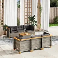 Set Divani da Giardino 7 pz con Cuscini Grigio in Polyrattan 3261738