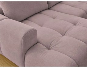 Divano angolare rosa allungabile e con contenitore (penisola a destra/a U) con rivestimento in ciniglia Fuji – Bobochic Paris