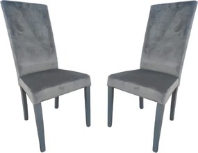 Sedia in Velluto con gambe verniciate GRIGIO mod.DENVER Set da 2