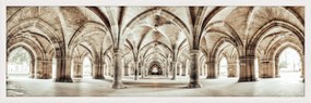 Stampa incorniciata su mdf Architettura navate bianco/grigio 150 x 50 cm