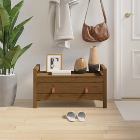 Panca Da Ingresso Ambra 80x40x43 Cm İn Legno Massello Di Pino /