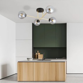 Lampadario da Soffitto MAGNUM 4 in Acciaio e Vetro 4xE14 Colore del corpo Nero e Grafite