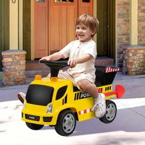 Costway Monopattino con allarme musica luce secchio ribaltabile, Monopattino per bambini tra 18 e 36 mesi Giallo