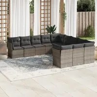 Set Divani da Giardino 11 pz con Cuscini in Polyrattan Grigio 3218410