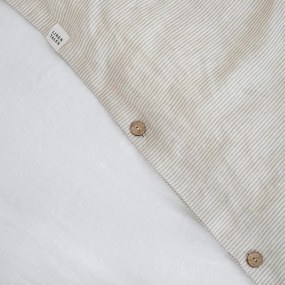Lenzuola di lino bianco-beige per letto matrimoniale 200x200 cm Natural Stripes - Linen Tales