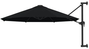 Ombrellone A Muro Con Palo İn Metallo 300 Cm Nero /