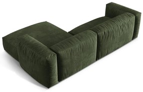 Divano angolare componibile verde (con penisola a destra/con chaise lounge) con rivestimento in velluto Martina – Micadoni