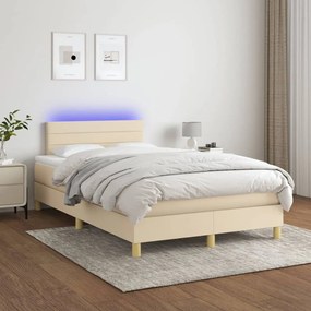 Letto A Molle Con Materasso E Led Crema 120x200cm İn Tessuto /