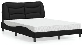 Letto Con Materasso Nero 140x200 Cm İn Similpelle /