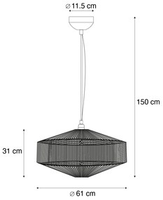 Lampada a sospensione Japandi corda marrone 61cm - Svea