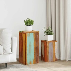 Supporti Per Piante 2 Pz İn Legno Massello Di Recupero /