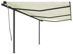 Tenda da Sole Retrattile Manuale con Pali 6x3 m Crema