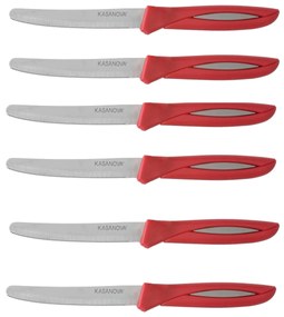 Set 6 coltelli bistecca manico rosso