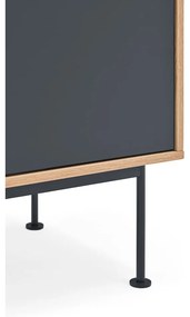 Cassettiera grigio antracite con impiallacciatura in rovere , larghezza 180 cm Yoko - Teulat