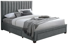 Letto con 3 cassetti 160 x 200 cm Tessuto Grigio - LIAKO