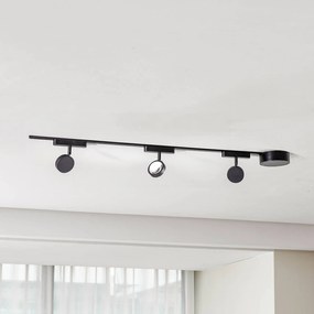 Lindby Sistema a binario 48V Lumaro, faretti, a 3 luci, nero, Ø 7,3 cm